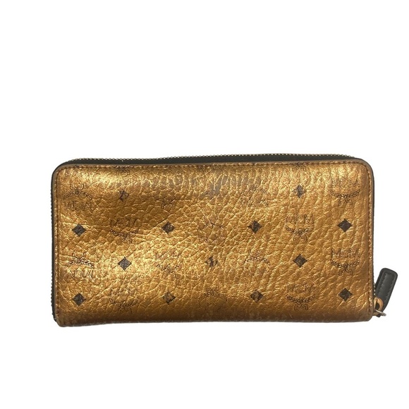 Mcm gold or copper leather zipper clutch wallet - Picture 2 of 11